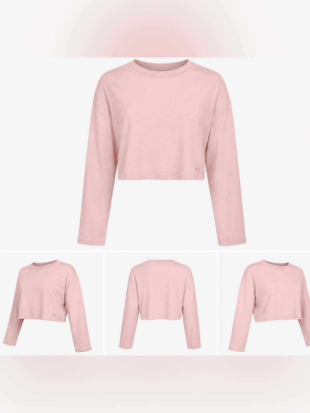PINK Light Pink/Mauve Cropped Long Sleeve Top